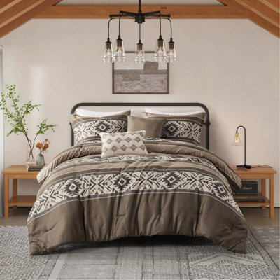 Ensemble d'édredon à chevrons 5 pièces avec coussins 5 pièces