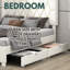 Lit gigogne escamotable beige avec rangement et tiroir