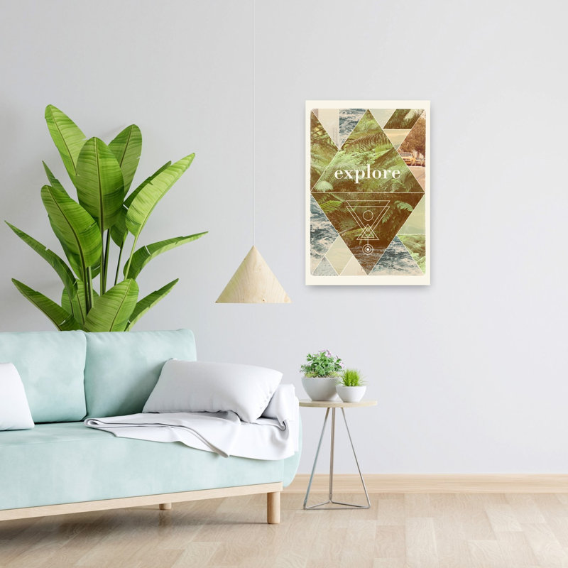 Explorez la nature, collage vintage abstrait contemporain, paysage océanique, affiche murale, H 24 po x l 16 po