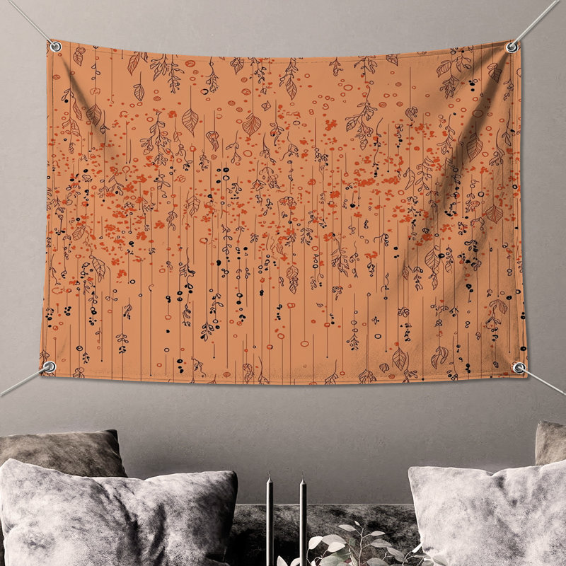 Tapisserie murale feuilles - décoration murale florale, 50in H x60in W with 4 Grommets