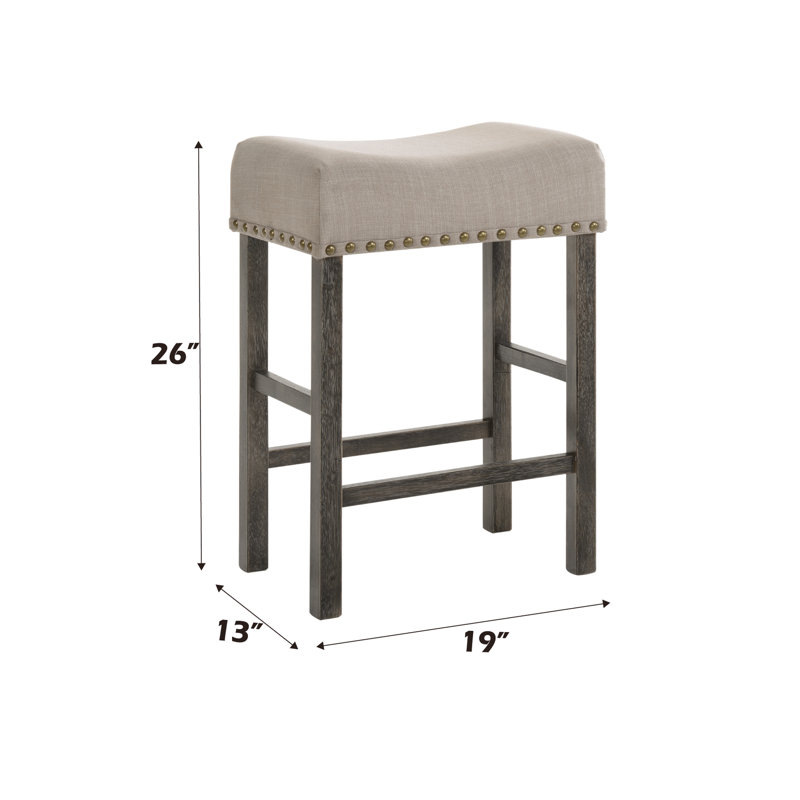 Tabourets de comptoir Aubrie en lin brun clair et gris (2) - Option 2, revêtement