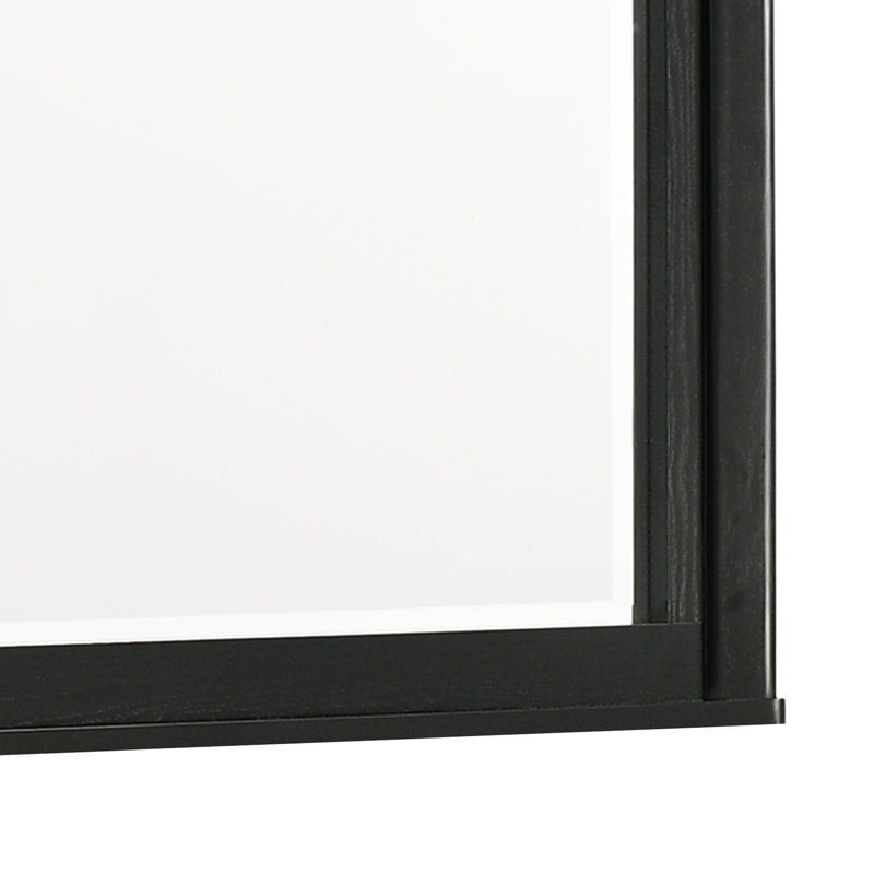 Vera Noir Modern Beveled Rectangular Dresser Mirror with Deep-Profile Wood Frame