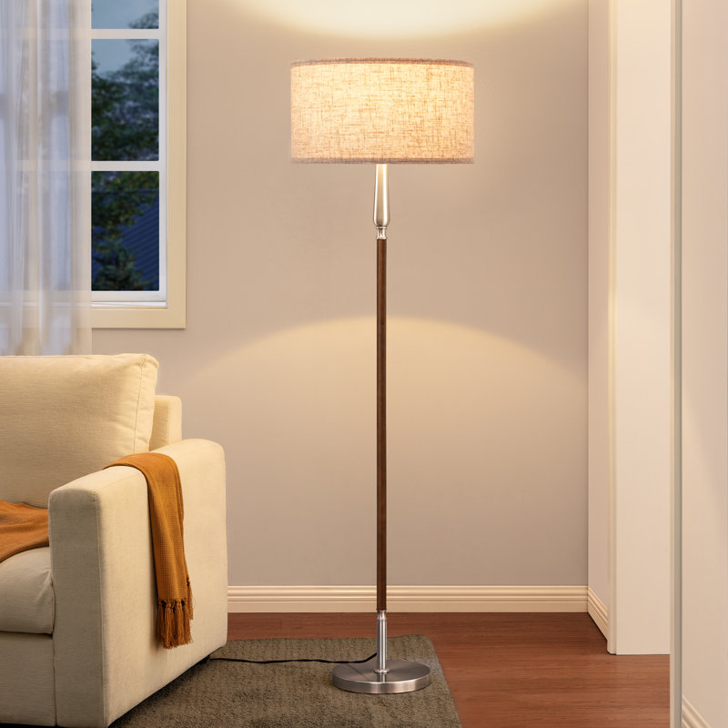 Lampe sur pied à intensité variable de 61,8 po avec télécommande et ampoule incluse, Nickel brossé
