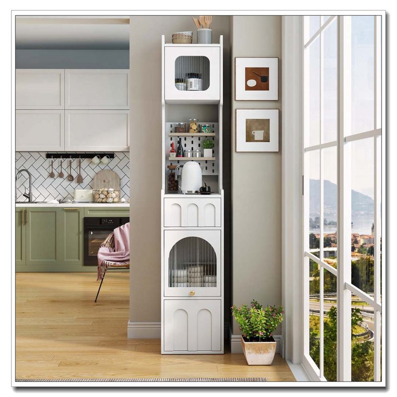 Armoire de rangement haute avec porte vitrée