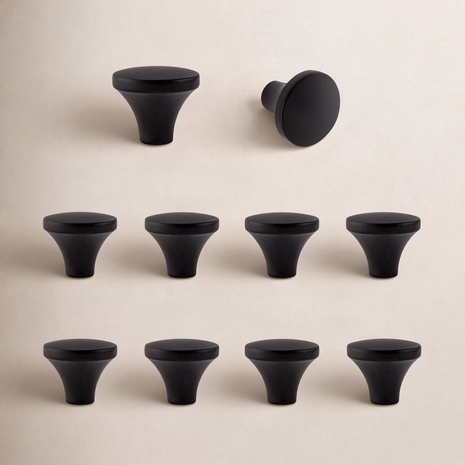 Lancaster Round Cabinet Knob, Matte Black