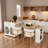 Expandable Kitchen Island With Dining Table, Power Outlet, 2 Drawers, Open Shelves And Movable Wheels