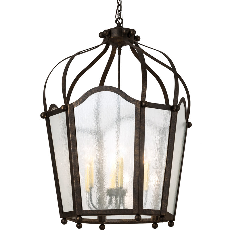 Citadel 6-Light Bronze and Clear Glass Lantern Chandelier