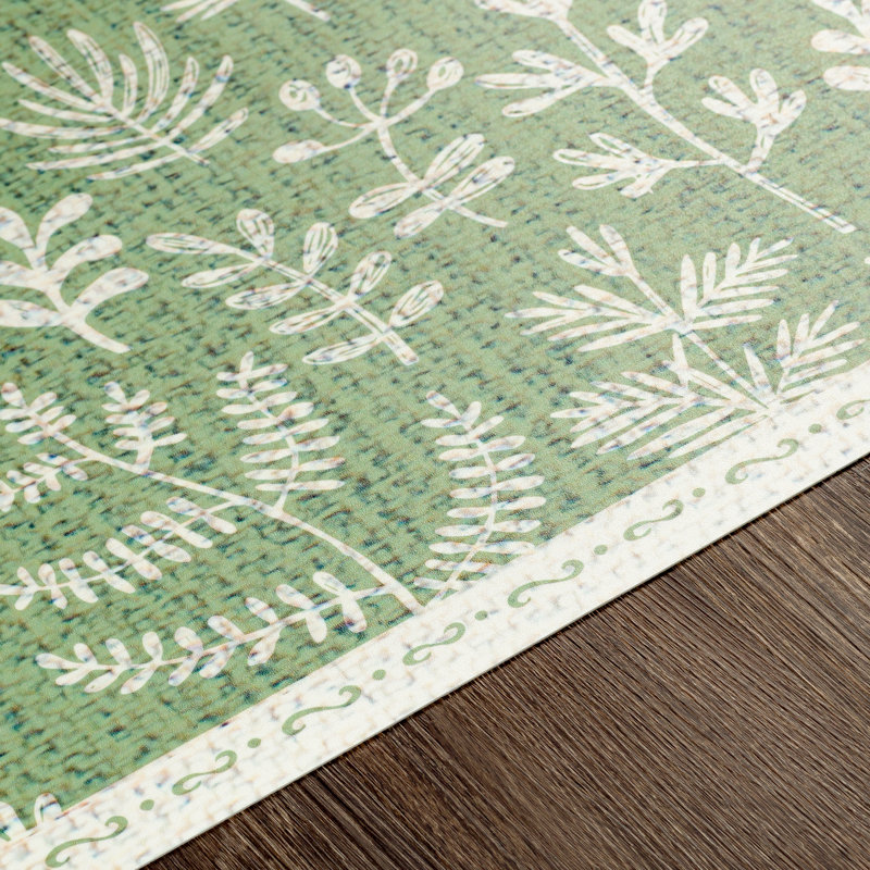 Bluejacket Vinyl Floral Indoor Rug, Runner 3' x 8'