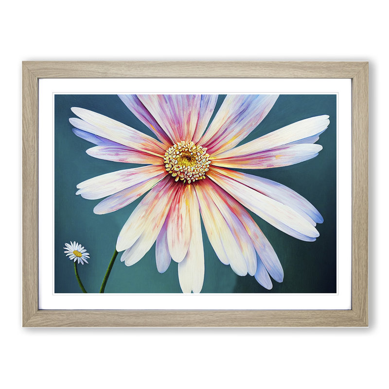 Daisy Flower Dreams - Framed Print, 34cm H x 46cm W x 2cm D, Oak