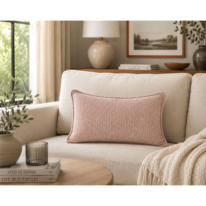 Coussin corail d'Alicante, Rectangle H 14 po x l 22 po, Rose