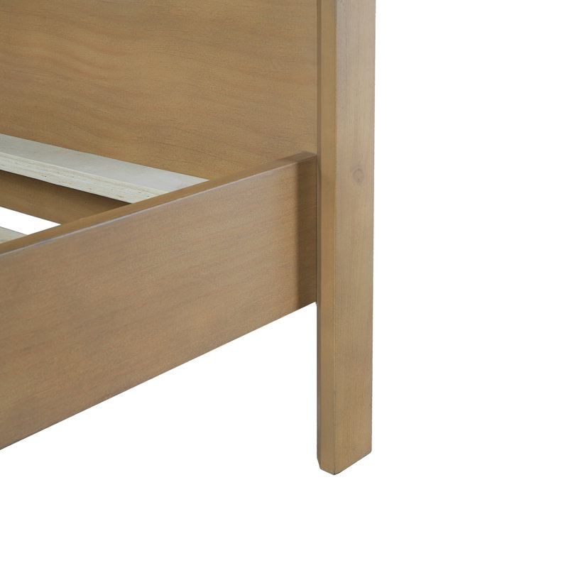 Grand lit en bois de pin massif, solide et stable, sans sommier tapissier, Noyer foncé, Queen