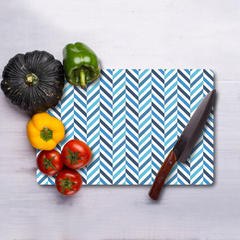 Flourish Tempered Glass Cutting Board, 7.9 x 11.8 inches | 100% Antibacterial, Easy-Clean Surface, Non-Slip Silicone Feet | Perfect for Food Prep & Serving, Durable & Stylish Kitchen Essential, Not Dishwasher Safe