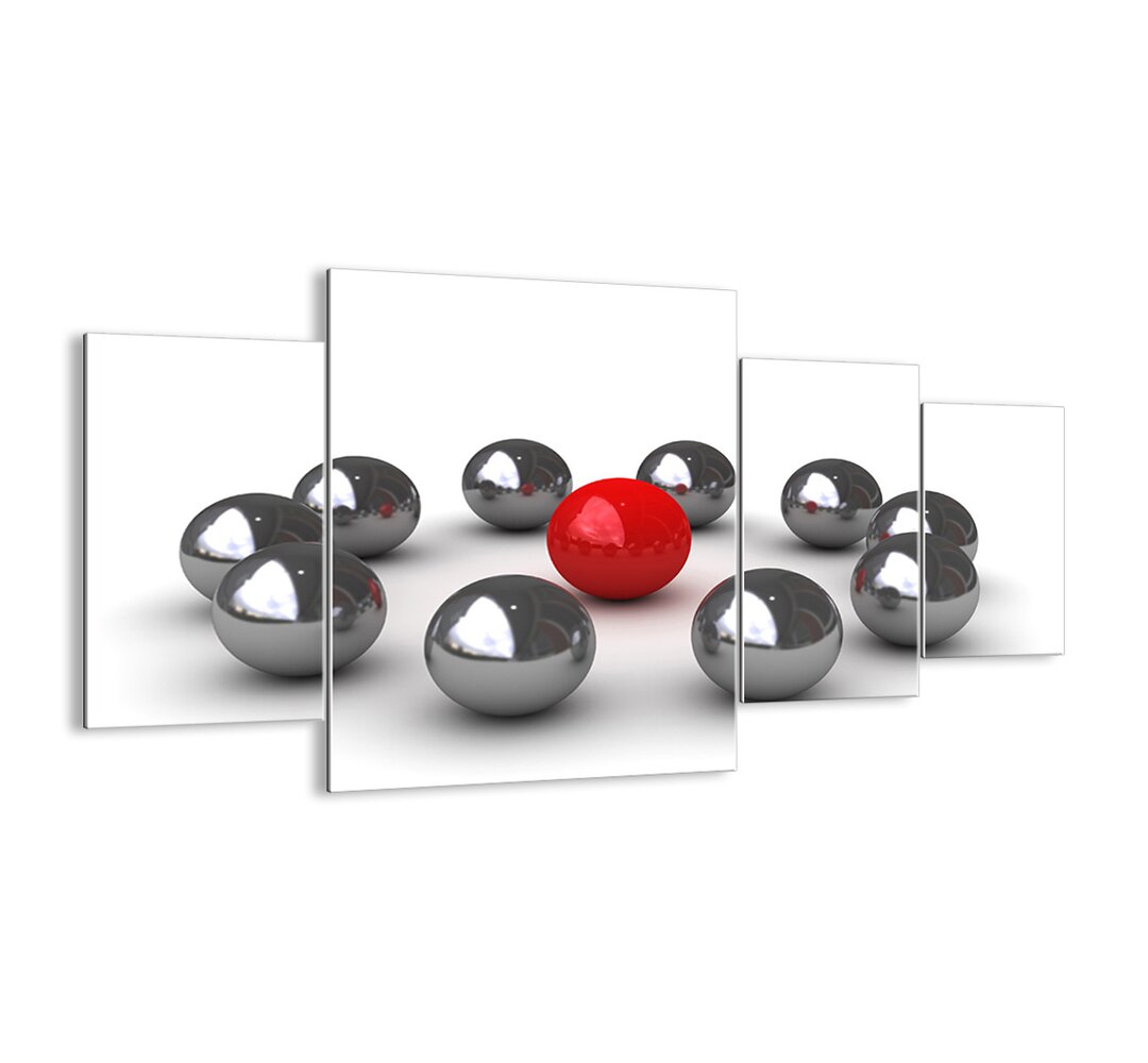 4-tlg. Glasbilder-Set - Fotografie „Circle in Silver and Red”