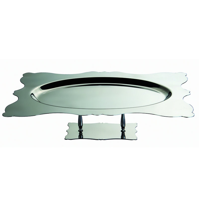 Dolce Vita Rectangular Tray with Stand - 12 Pieces - Stainless Steel, 2.76" H x 22.05" L x 15.75" W, Silver