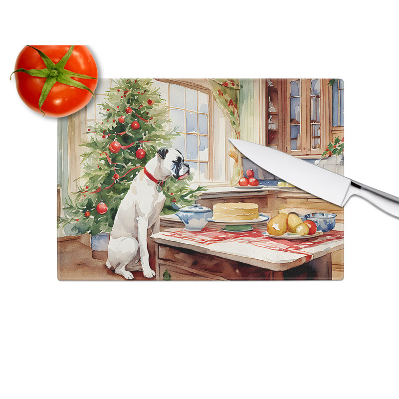 Planche à découper en verre White Christmas Boxer