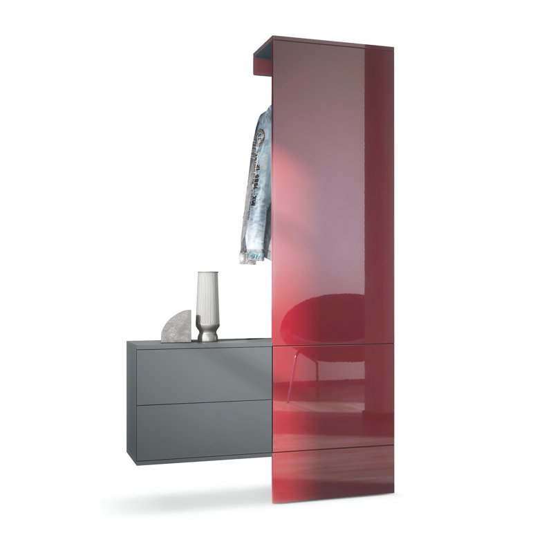 Chappa Hall Tree 105cm Wide, High-gloss burgundy