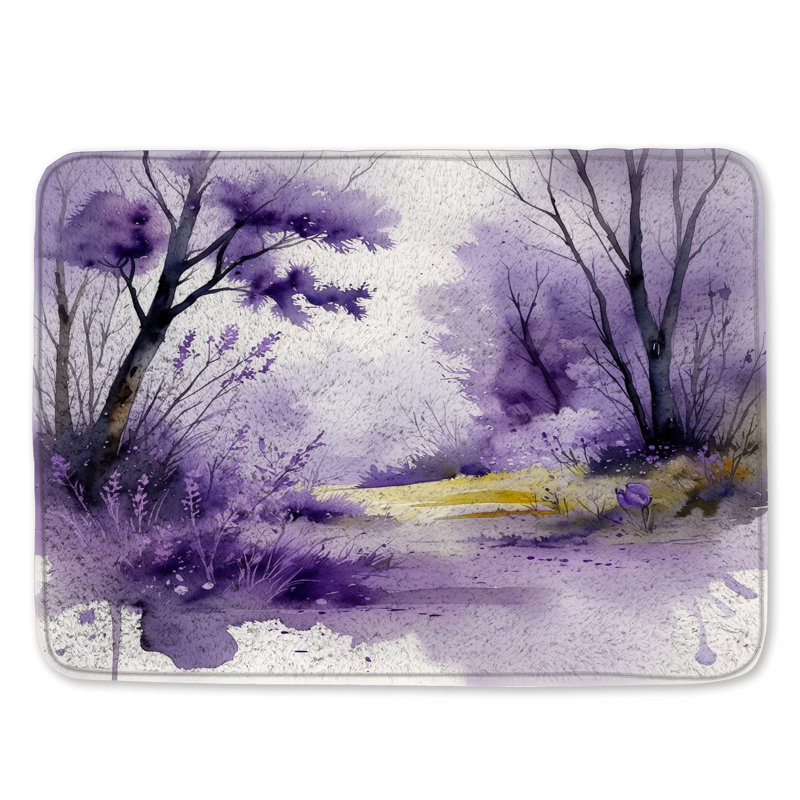 Tapis de bain aquarelle mauve, L 34 po x L 21 po