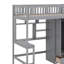 Lit mezzanine simple avec bibliothèque, tiroirs, bureau et garde-robe