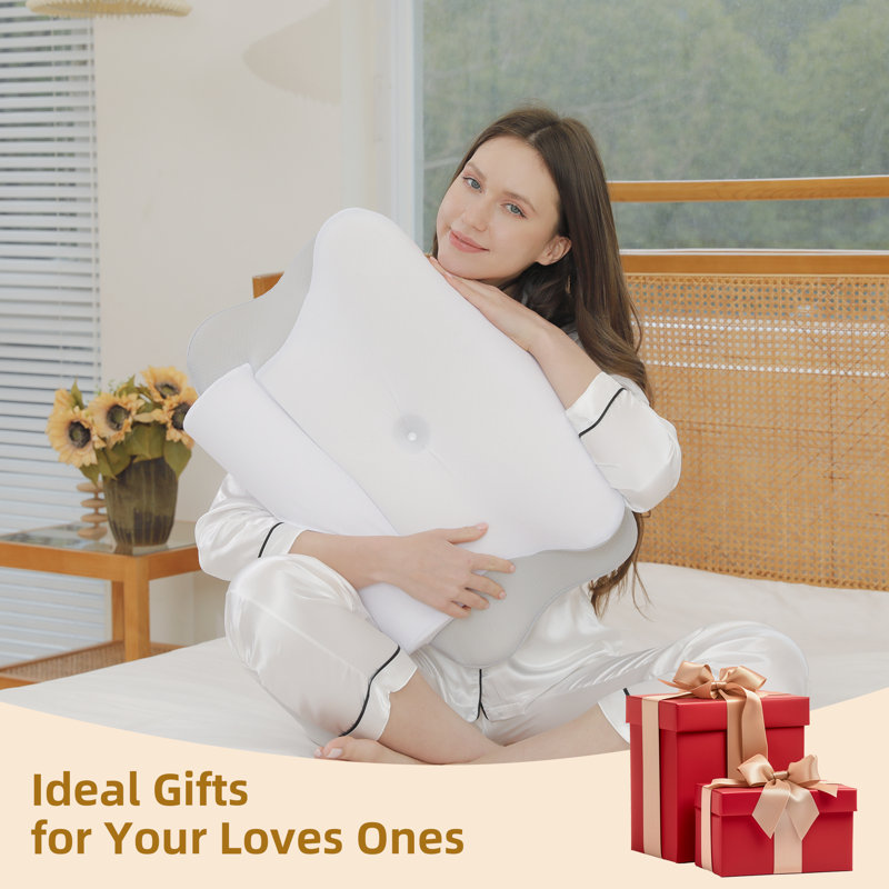 2-in-1 Memory Foam Ergonomic Pillow Set with Medium Support and Removable Bolster