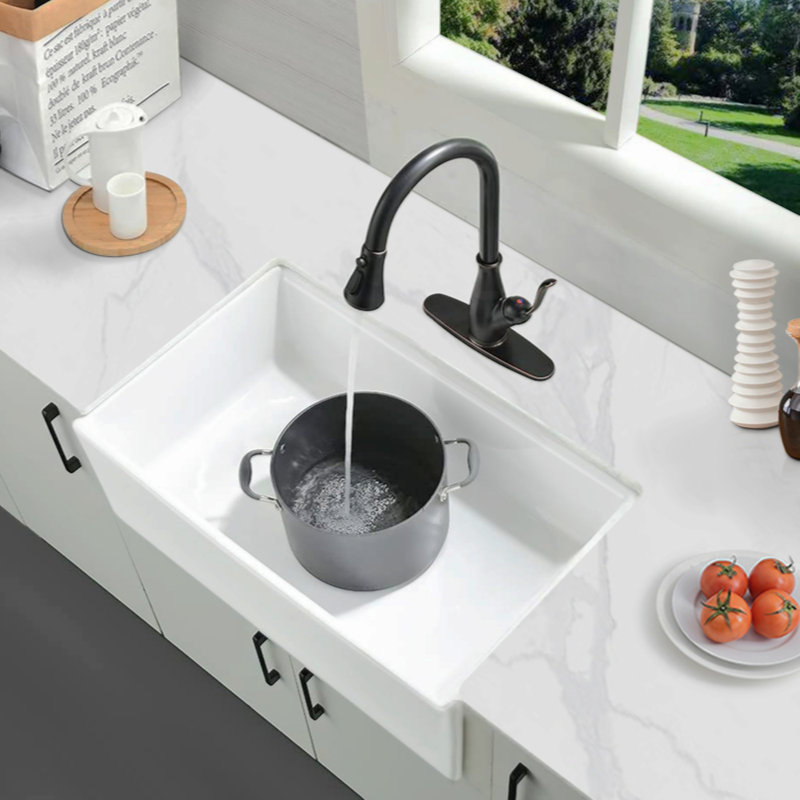 Fireclay 33" L X 20" W Workstation Farmhouse Kitchen Sink With Accessories