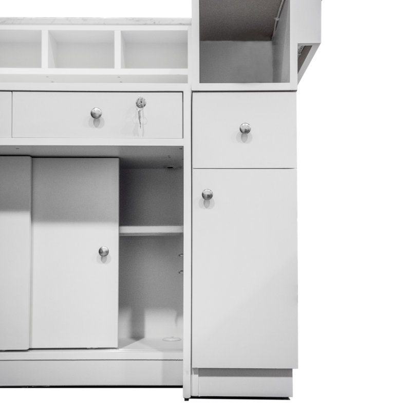 Bureau de réception rectangulaire en marbre avec classeur pour 2 personnes Nariah