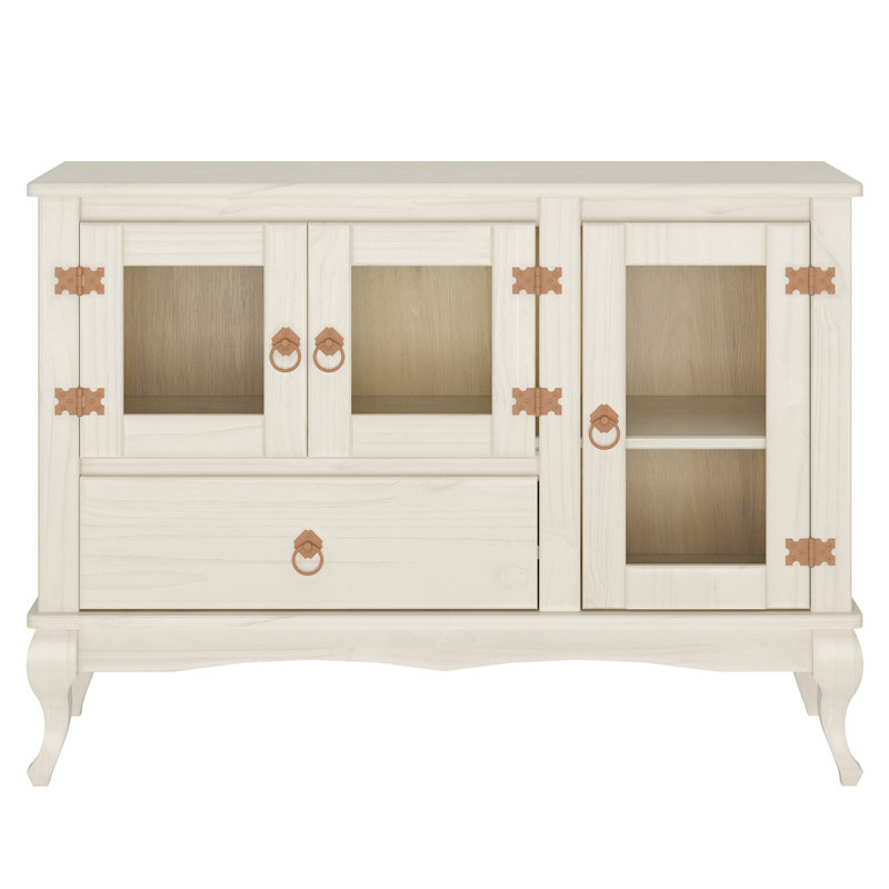 Wood Buffet Sideboard Distressed |, White