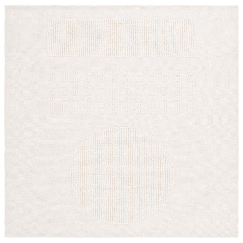 Tapis ivoire fait à la main Charvik, Carré 6 pi