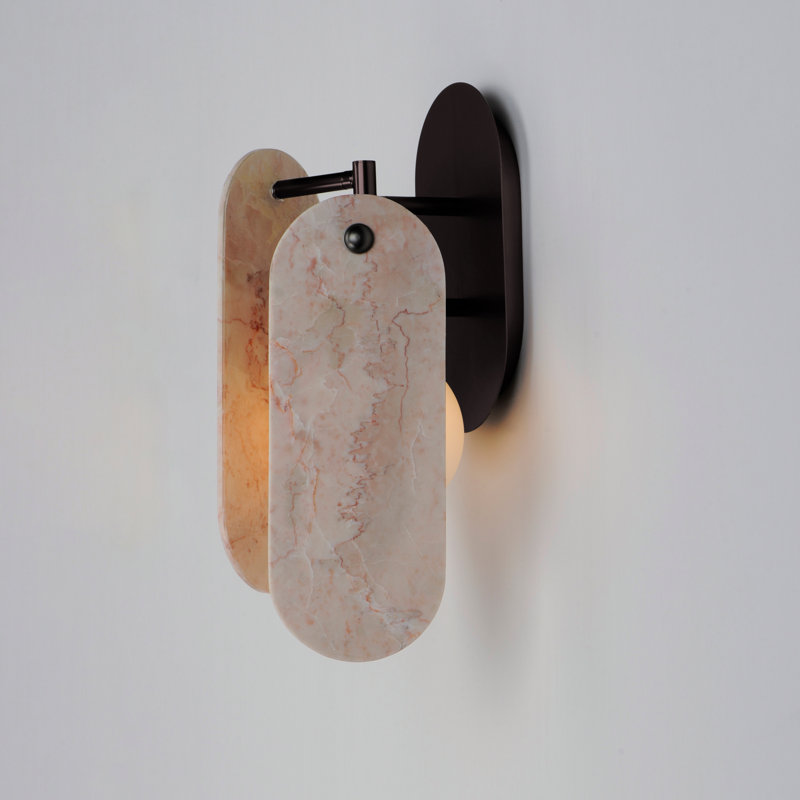 Megalith 1 - Light Armed Sconce, Brushed Bronze/Rose Jade