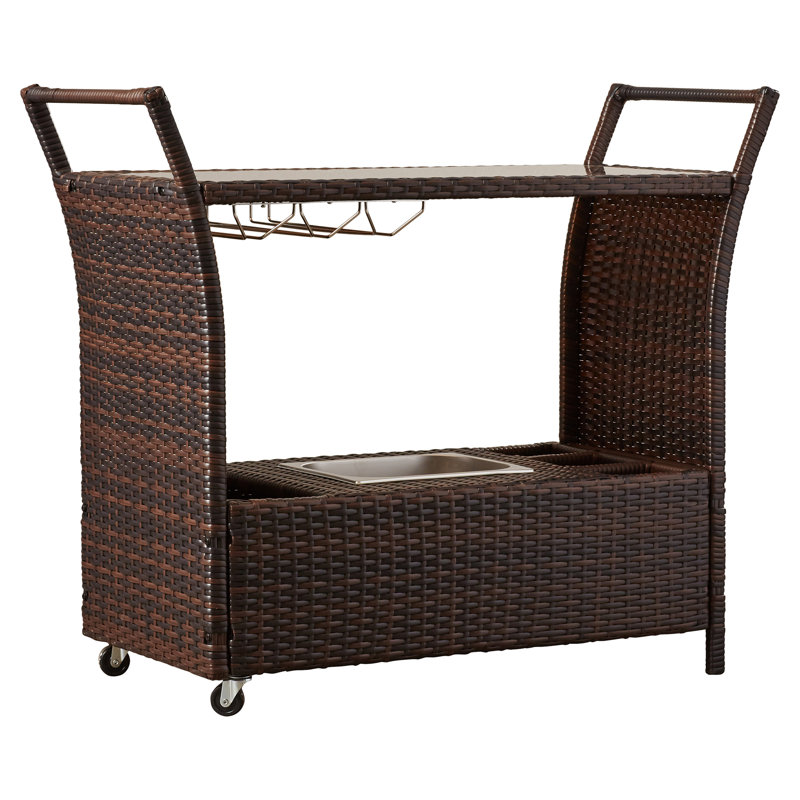 Chariot-bar en aluminium et résine Bratton Heights, Brun multi