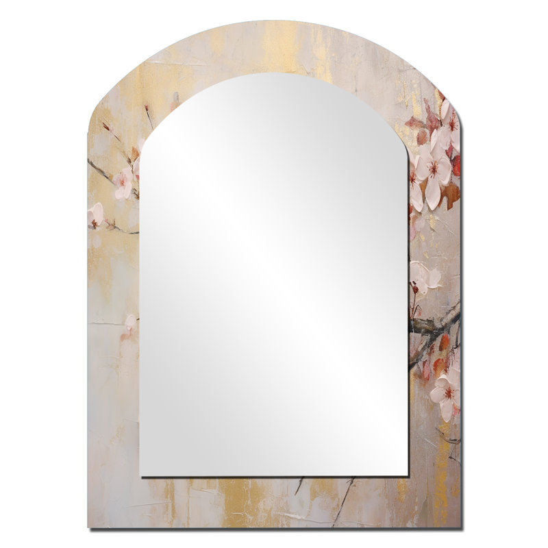 Apple Blossom Harmony III - miroir mural asymétrique unique, forme unique, 34 po x 25 po