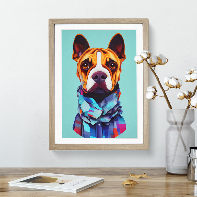 Proud Dog - Wrapped Canvas Print, Oak Framed, 46cm H x 34cm W
