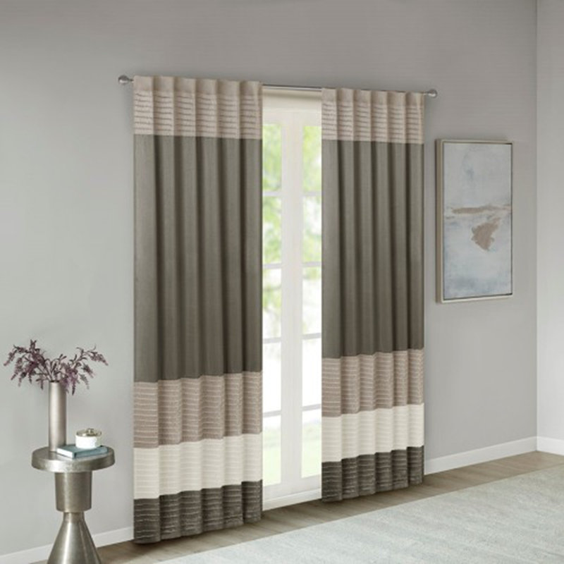 Polyoni Pintuck Curtain panel, Brown