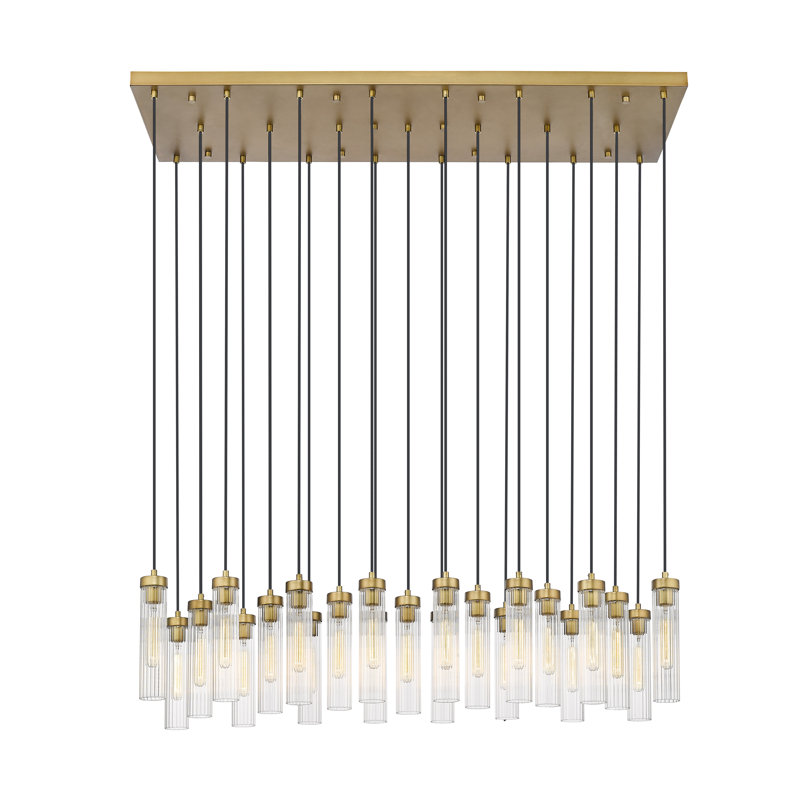 Lustre cylindrique à 23 lumières Mortola, Nickel brossé