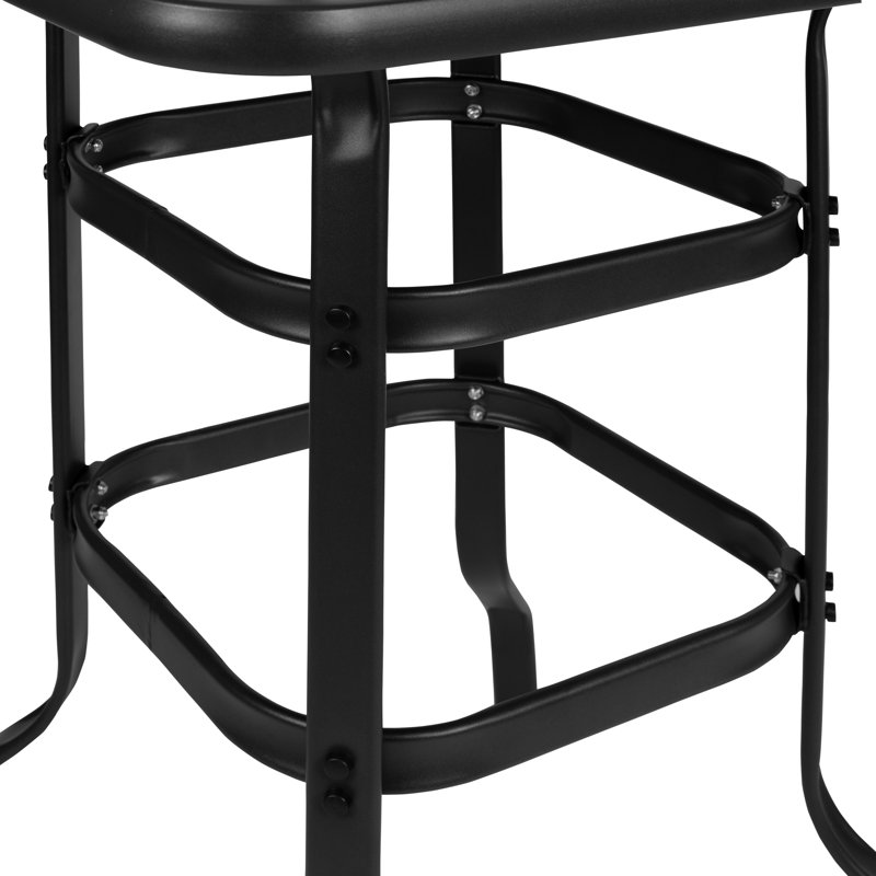 Outdoor Dining Set - 4-Person Bistro Set - Outdoor Bar Table with All-Weather Patio Stools, Navy