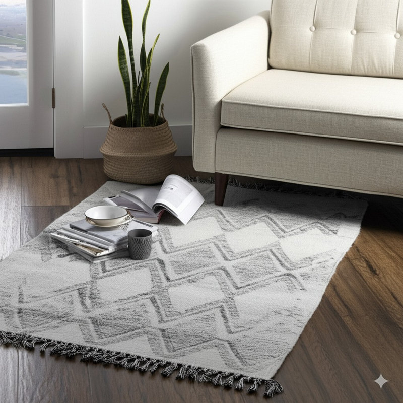 Tapis ivoire en laine noué à la main Marrakech Cloud