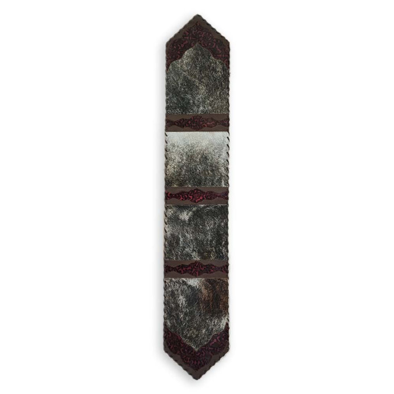Chemin de table en cuir de vache et cuir, L 96 po x P 12 po