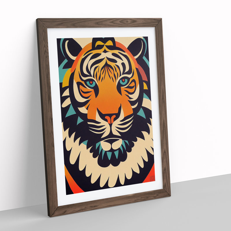 Tiger - Single Picture Frame Print, 64cm H x 46cm W x 2cm D, Walnut Framed