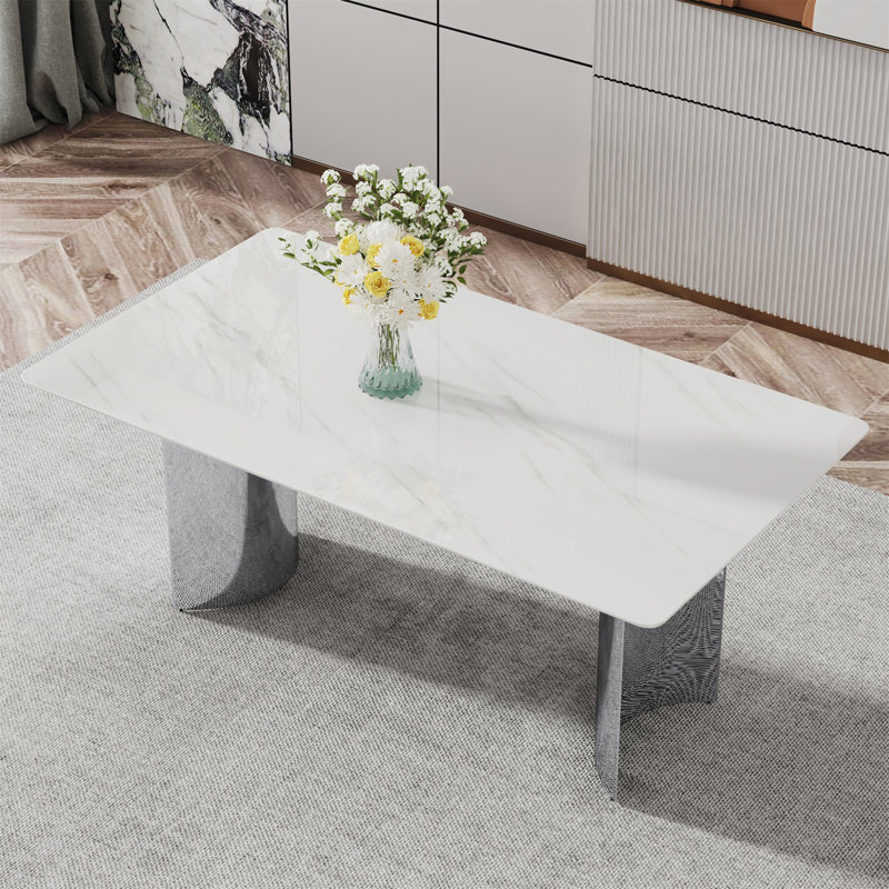 Table de salle à manger Lalaina, table de salle à manger rectangulaire, table de salle à manger, table de salle à manger avec pieds en métal, table de salle à manger, table de salle à manger