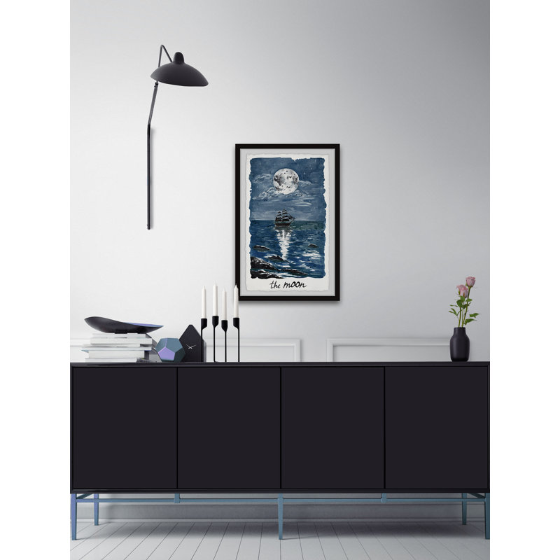 Moon Shines - Reproduction d'art graphique sur papier encadré, H 12 po x l 8 po x P 1,5 po