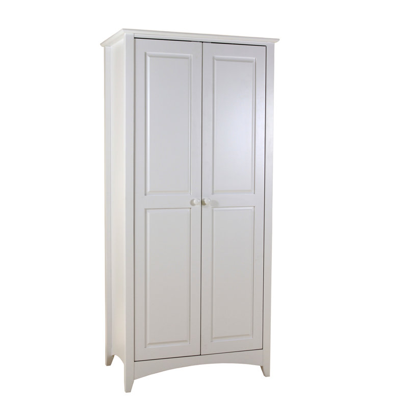 Derrickson 2 Door Solid Wood Wardrobe, White