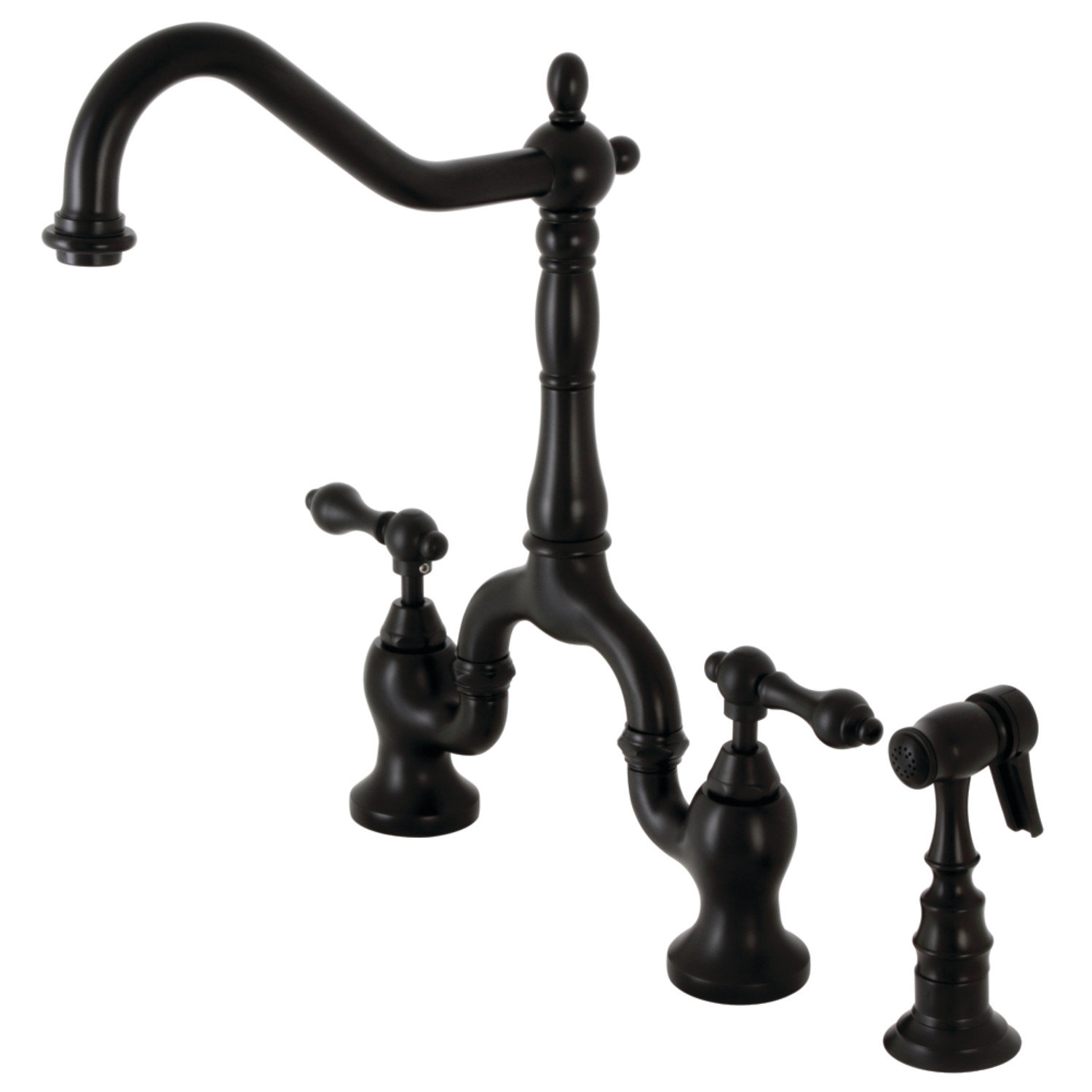 Kingston Brass English Country Bridge Faucet, Matte Black