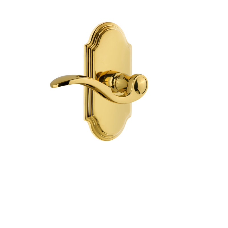 Grandeur Arc Plate Passage with Bellagio Lever, Polished Brass, 2 3/4", Right Handed
