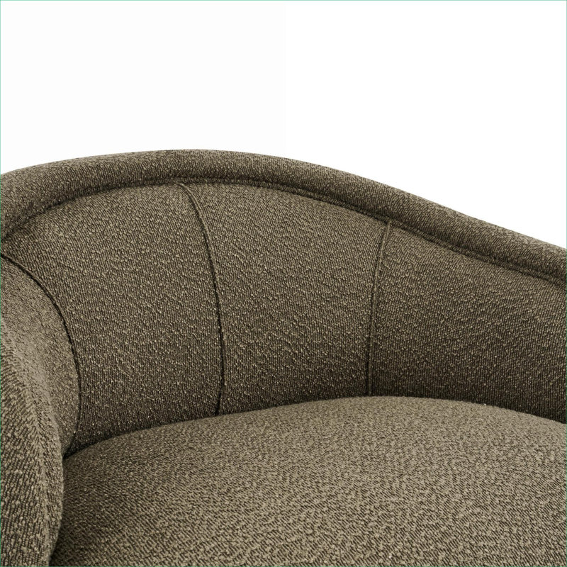 Fauteuil d'appoint courbé et rembourré 1 place pour le salon Boucle, vert riche, Olive