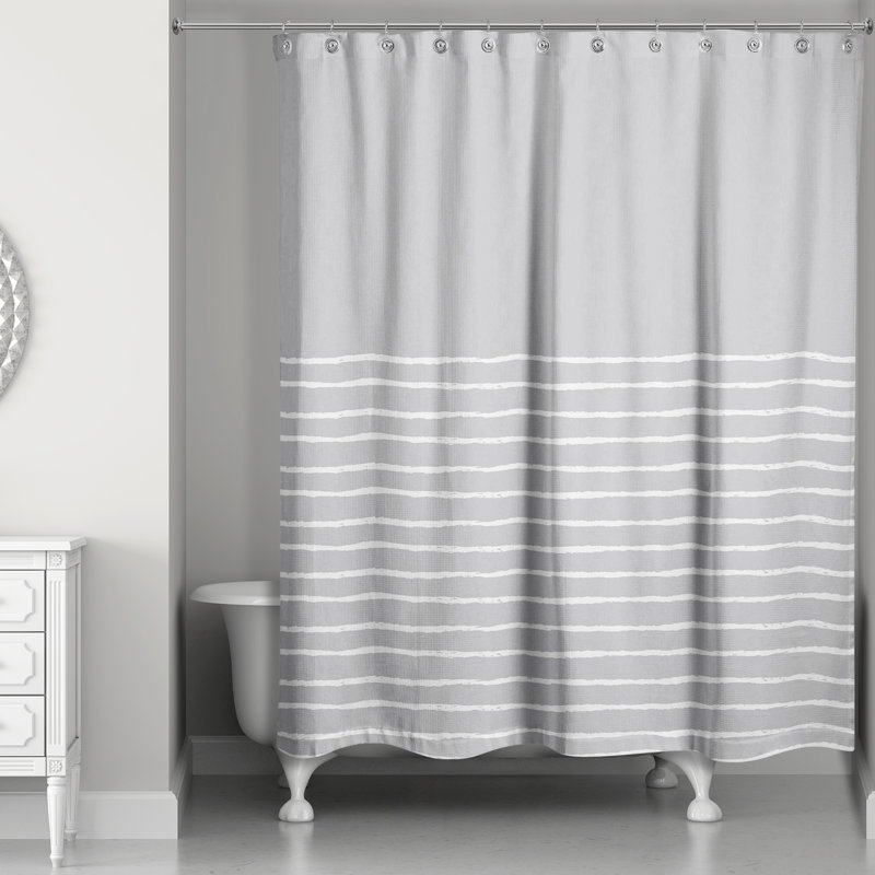 Basley Stripes Single Shower Curtain, Grey/White