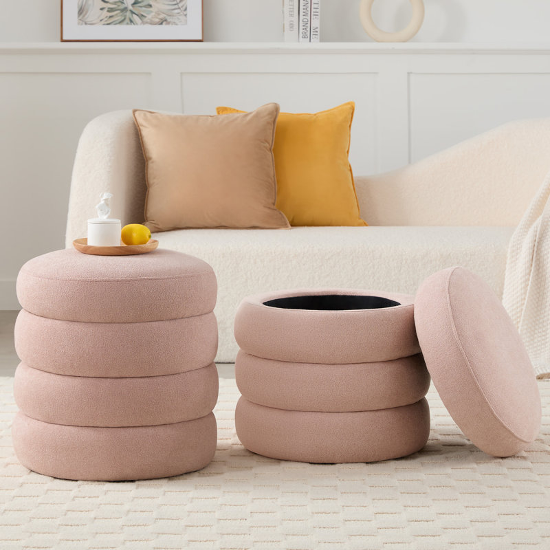 Repose-pieds rond avec repose-pieds Boucle, Rose