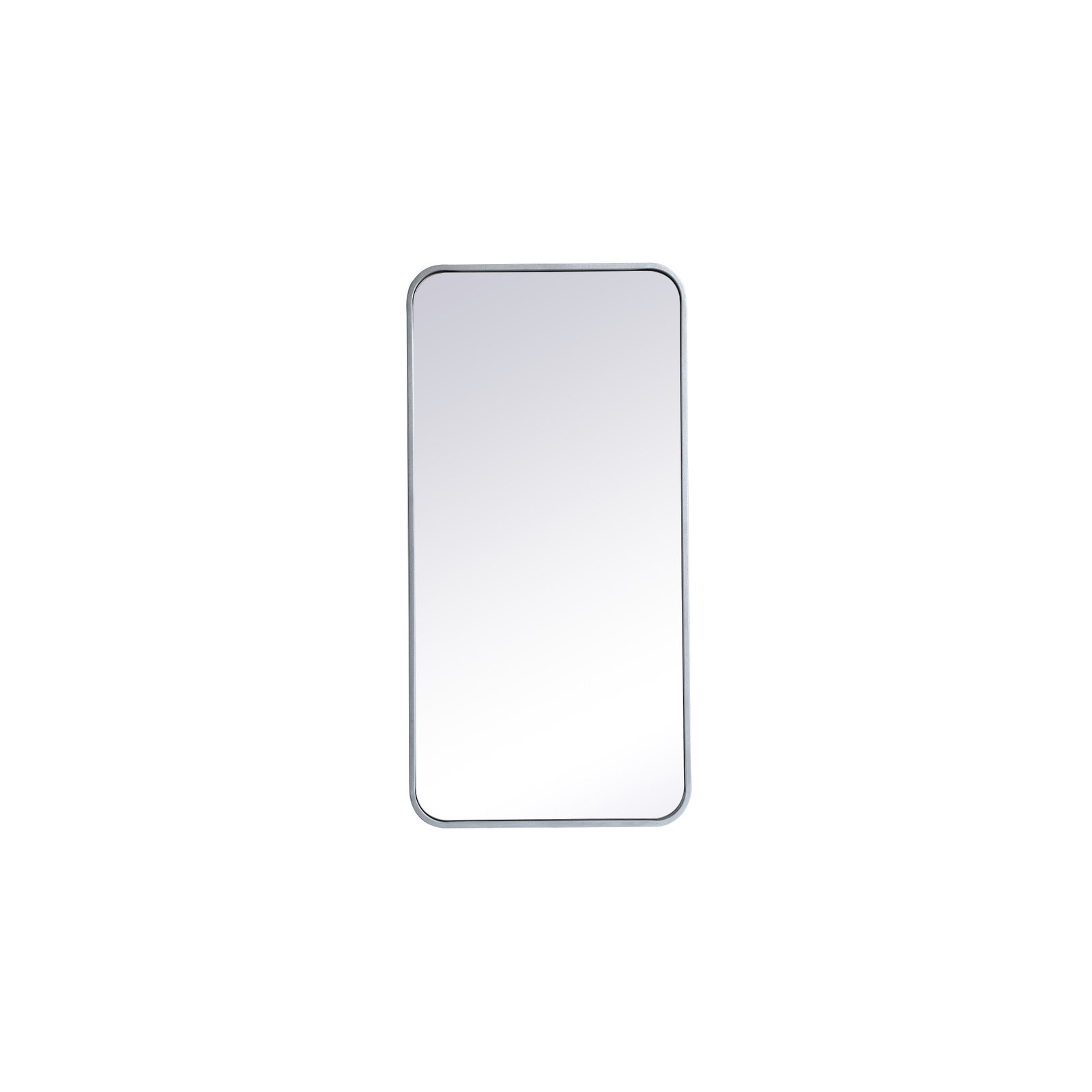 Sabine Metal Rounded Rectangle Wall Mirror, Silver, 36" x 18"