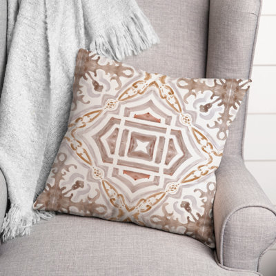 Golden Tile Pattern Throw Pillow