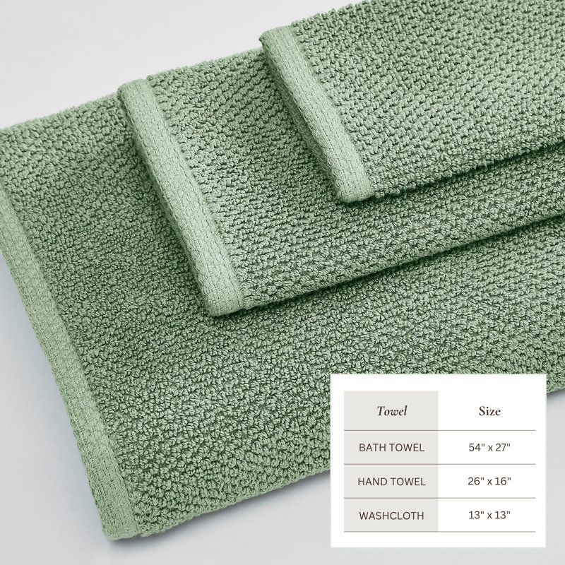 Drap de bain 100% coton texturé, Bleu minéral, Ensemble 6 pièces