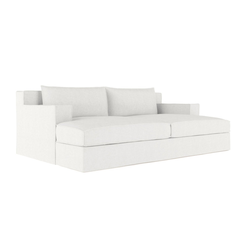 Mulberry Square Track-Arm Daybed with Flange Seam, Vintage Leather Blanc, Natural