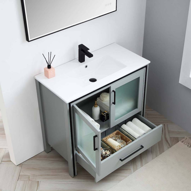 36'' Single Bathroom Vanity with Sink, Matte Grey